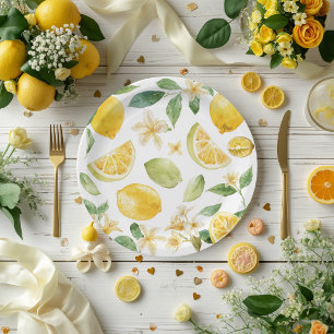 Elegante Gele Fruit Baby Shower Papieren Bordje