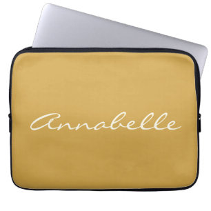 Elegante Gele Handgeschreven Script Naam Custom Laptop Sleeve