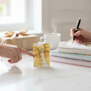 Elegante Gele Lint Baby Shower Boek Verzoekkaart Informatiekaartje