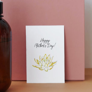 Elegante Gele Lotus Waterverf Moederdag Feestdagenkaart