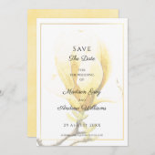 Elegante Gele Magnolia Save the Date Uitnodiging (Voorkant / Achterkant)