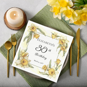 Elegante gele narcissen Bloemen 30e verjaardag Servet
