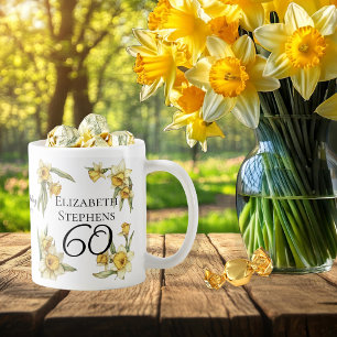 Elegante gele narcissen Bloemen 60e verjaardag Koffiemok