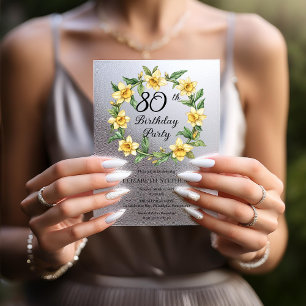 Elegante gele narcissen Bloemen 80ste verjaardag Vellum Uitnodigingen