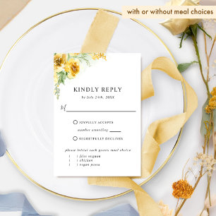 Elegante gele oker bloem met/zonder diner RSVP Kaartje