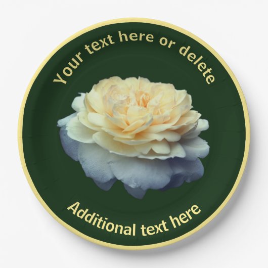 Elegante gele roos bloem gepersonaliseerde partij papieren bordje (Voorkant)