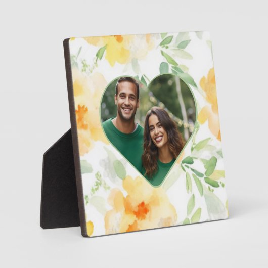 Elegante gele waterverf bloemen aangepaste foto fotoplaat (Voorkant)