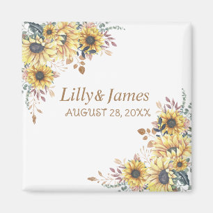 Elegante Gele Waterverf Zonnebloem Zonnig Magneet