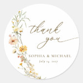 Elegante gele wilde bloemen Bedankt Favorieten Ronde Sticker (Voorkant)
