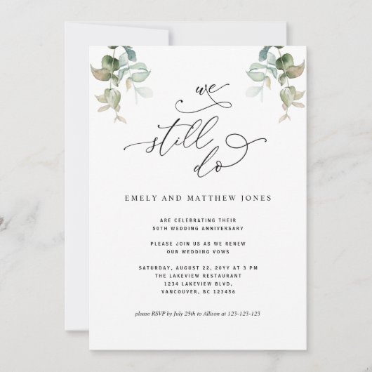 Elegante gelofte vernieuwing, doen we nog steeds,  kaart (Voorkant)