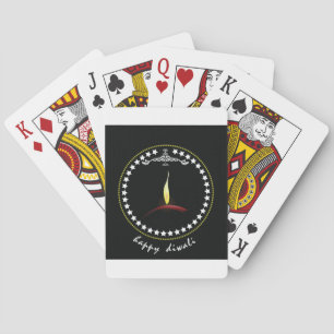 Elegante gelukkige Divali Diya-vlam sterkrans Pokerkaarten