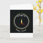 Elegante Gelukkige Diwali Diya Vlam Sterrenkrans Kaart (Gele Bloem)