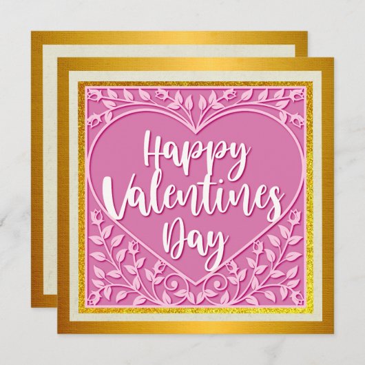 Elegante gelukkige Valentijnsdag | Goud en roze wa (Voorkant / Achterkant)