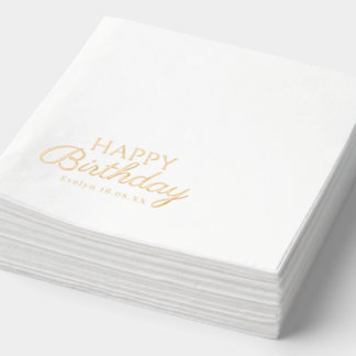 Elegante gelukkige verjaardag | Aangepaste naam en Folie Servetten