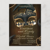 Elegante gemaskerde Sweet 16 Uitnodiging Briefkaart (Voorkant)