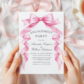 Elegante Gentle Pink Bow Ribbon ENGAGEMENT PARTY Kaart