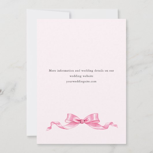 Elegante Gentle Pink Bow Ribbon ENGAGEMENT PARTY Kaart (Achterkant)