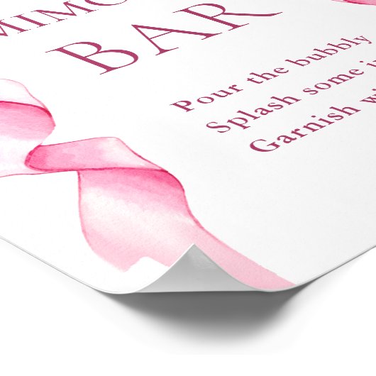 Elegante Gentle Pink Bow Vrijgezellenfeest Mimosa Poster (Hoek)