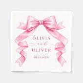 Elegante Gentle Roze Hand Getrokken Boog Huwelijk Servet (Voorkant)