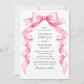 Elegante Gentle Roze Hand getrokken Bow Wedding QR Kaart (Voorkant)