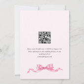 Elegante Gentle Roze Hand getrokken Bow Wedding QR Kaart (Achterkant)