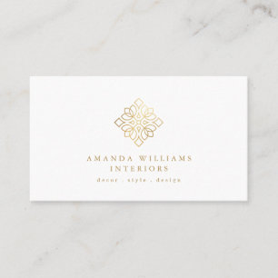 Elegante Geometric Designer Logo Goud/Wit Visitekaartje