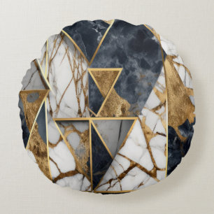 Elegante geometrische goud zwarte marmer rond kussen