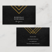Elegante geometrische gouden lijnen faux leer visitekaartje (Voorkant / Achterkant)