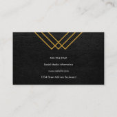 Elegante geometrische gouden lijnen faux leer visitekaartje (Achterkant)