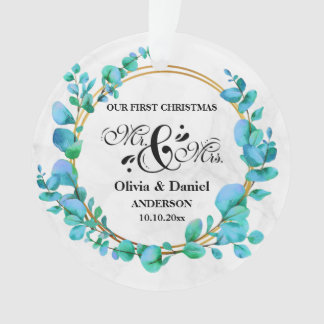 Elegante geometrische gouden lijst met eucalyptusb ornament