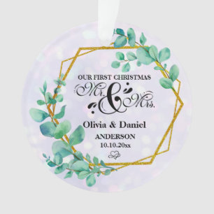 Elegante geometrische gouden lijst met eucalyptusb ornament