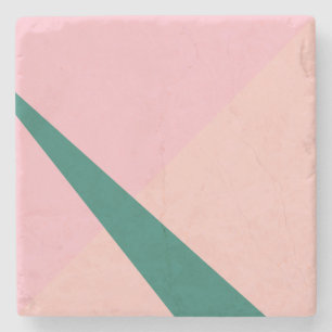 Elegante geometrische groene pastelkleur roze stenen onderzetter