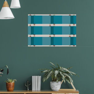 Elegante Geometrische Kunst Aardetinten Blauw Brui Poster