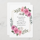 Elegante geometrische roze roos bruidsmeisje kaart (Voorkant / Achterkant)