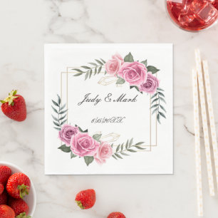 Elegante geometrische roze roos papieren servetten