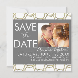 Elegante Geometrische Save the Date Foto Kaart