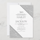 Elegante geometrische witte zilveren glitters brui kaart (Voorkant)