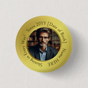 Elegante Gepersonaliseerd foto Shining Gold All-Oc Ronde Button 3,2 Cm