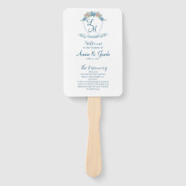 Elegante gepersonaliseerde blauwe hortensia bruilo handwaaier