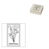 Elegante Gepersonaliseerde Bloem Ex Libris Rubberstempel (Gestempeld)