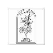 Elegante gepersonaliseerde bloem ex libris 	rubberstempel (Afrduk)