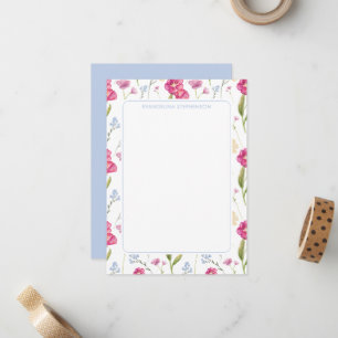 Elegante gepersonaliseerde bloemenaquarel wilde bl notitiekaartje