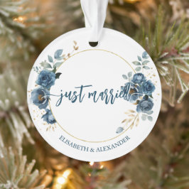 Elegante gepersonaliseerde Blue Rozen kerst Ornament