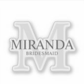 Elegante Gepersonaliseerde Bruidsmeisje Naam en Mo Sticker (Voorkant)