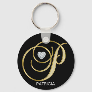 Elegante Gepersonaliseerde Gouden Brief Met Sleutelhanger