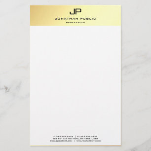 Elegante gepersonaliseerde gouden witte moderne Sj Briefpapier