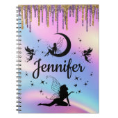 Elegante gepersonaliseerde holografische fee glitt notitieboek (Voorkant)