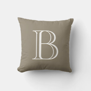 Elegante Gepersonaliseerde Initiaal Taupe Bruine M Kussen