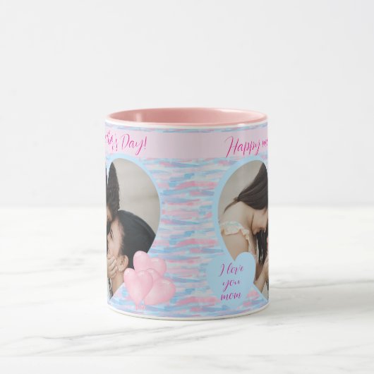 Elegante Gepersonaliseerde Moederdag Hartfoto Mok (Midden)