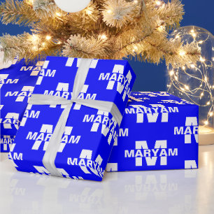 Elegante gepersonaliseerde monogram naam koningsbl cadeaupapier